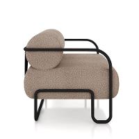 Poltrona Sala De Estar Industrial Preto Kit 2 Ameli Bouclê K01 - D'rossi Cor Creme