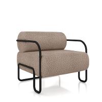 Poltrona Sala De Estar Industrial Preto Kit 2 Ameli Bouclê K01 - D'rossi Cor Creme - 6