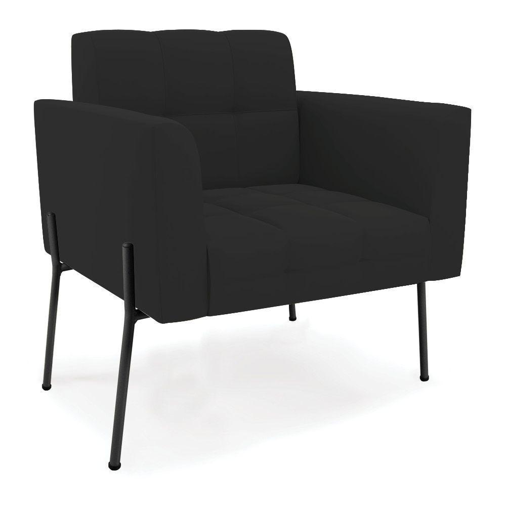 Poltrona Pé De Ferro Preto Para Sala Elisa Veludo Preto D03 - D'rossi - 1