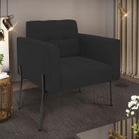 Poltrona Pé De Ferro Preto Para Sala Elisa Veludo Preto D03 - D'rossi - 6