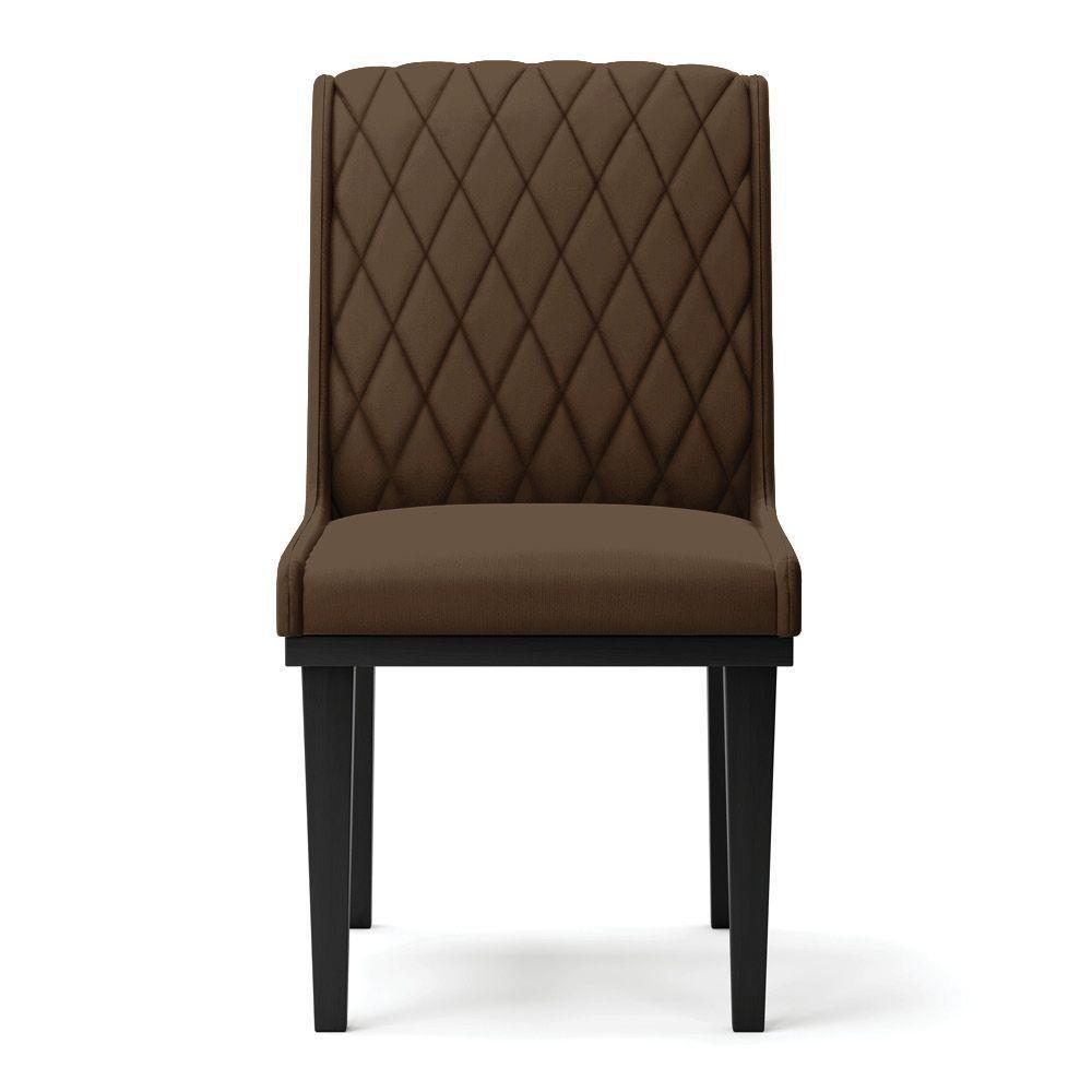 Cadeira Sala De Jantar Base Madeira Preto Kit 4 Sofia Suede Marrom D03 - D'rossi - 3