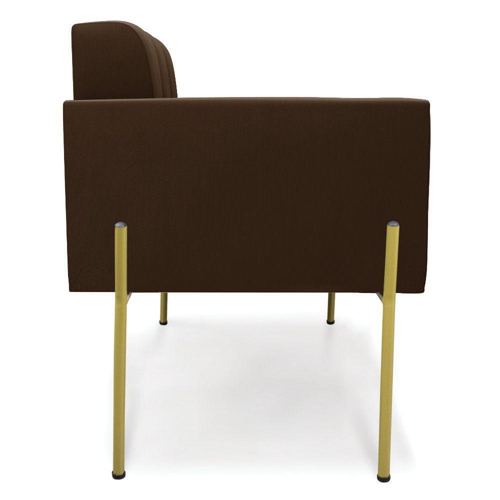 Poltrona Pé De Ferro Dourado Para Sala Elisa Suede D03 - D'rossi Cor Marrom - 5