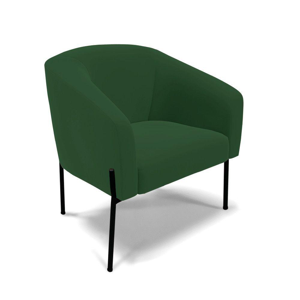 Poltrona Pé De Ferro Preto Sala De Estar Stella Veludo D03 - D'rossi Cor Verde - 1