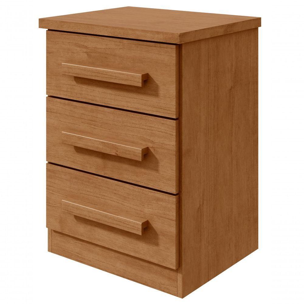 Mesa De Cabeceira 3 Gavetas Baiao - Lopas Amendoa Clean - 1