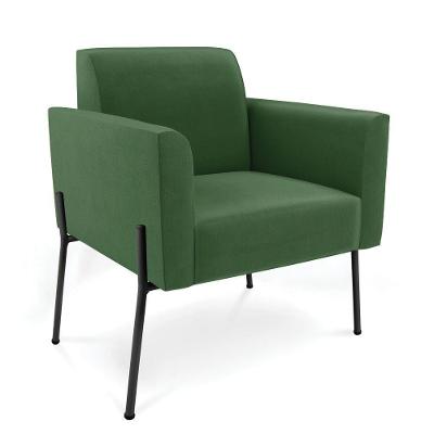 Poltrona Pé De Ferro Preto Para Sala Marisa Suede D03 - D'rossi Cor Verde