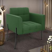 Poltrona Pé De Ferro Preto Para Sala Elisa Suede Verde D03 - D'rossi - 6