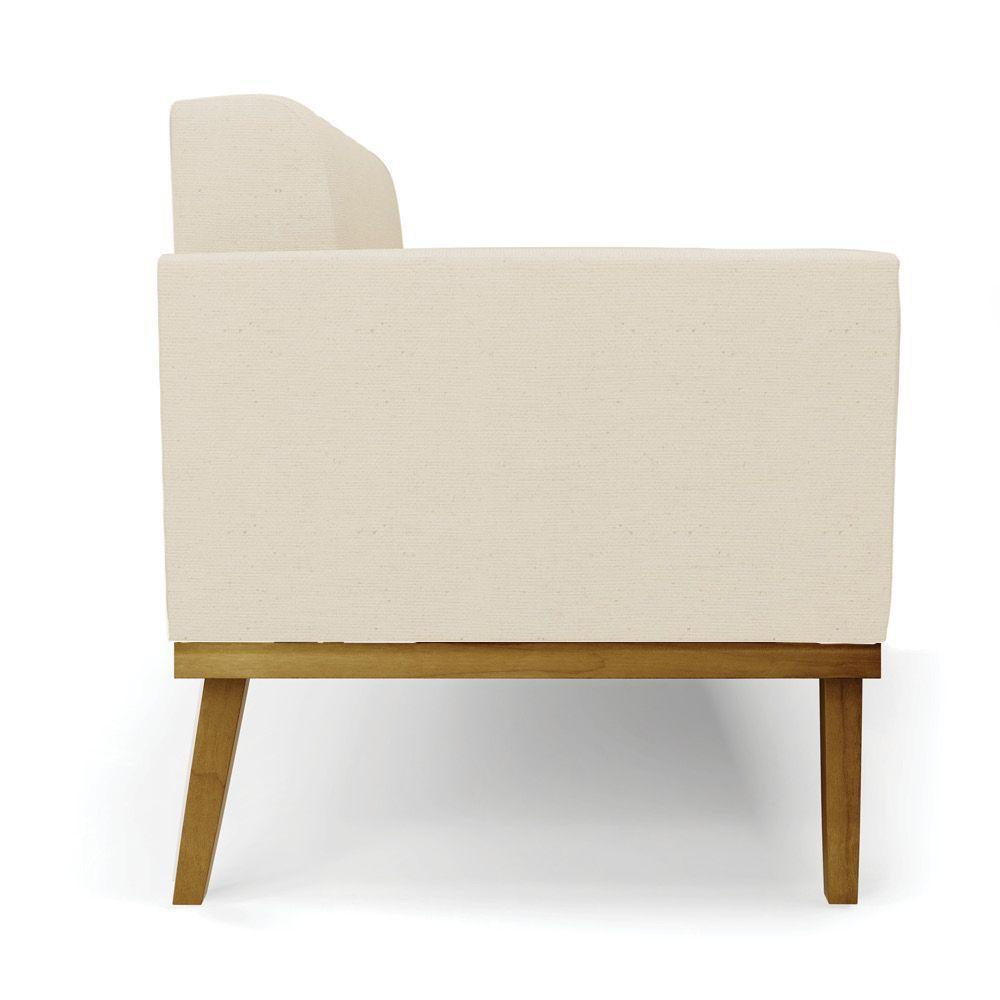 Poltrona Base De Madeira Fixa Castanho Kit 2 Elisa Linho Bege A19 D03 - D'rossi - 7