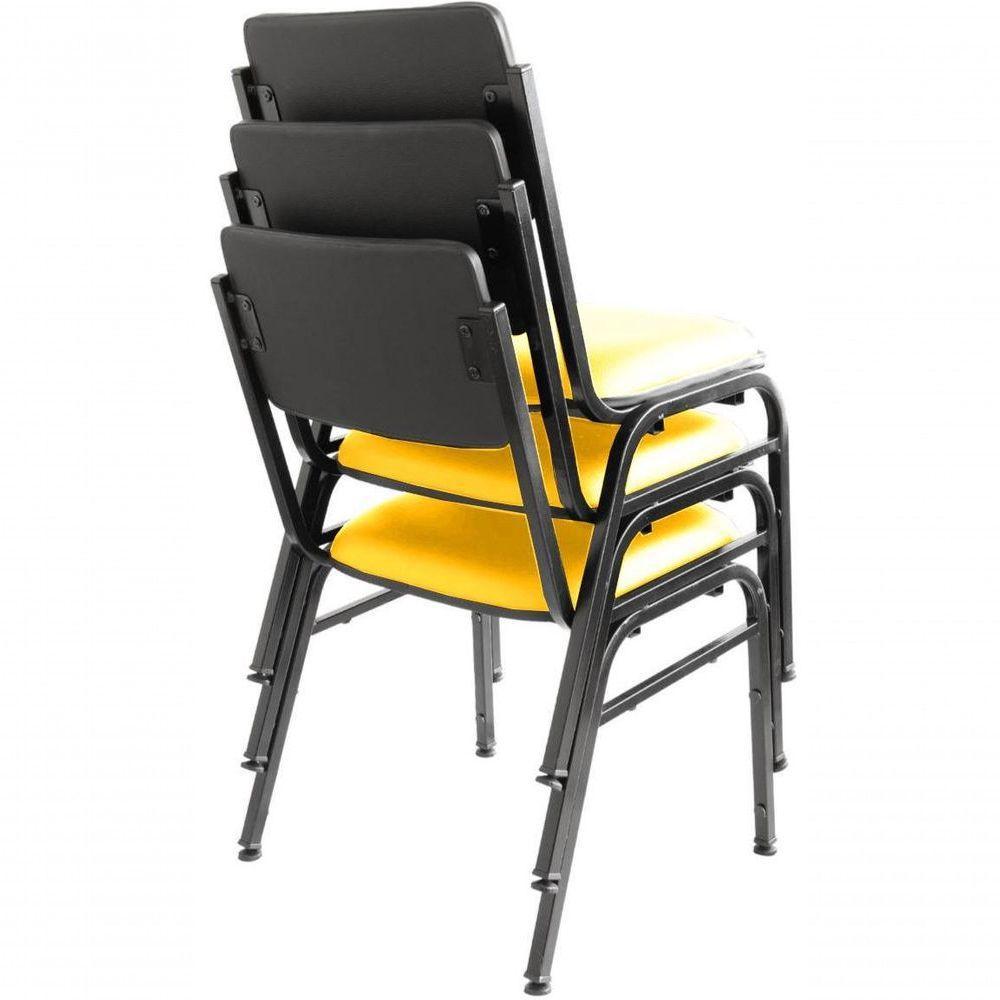 Kit Com 3 Cadeiras Para Auditórios Linha Hotel Smart Amarelo - 3