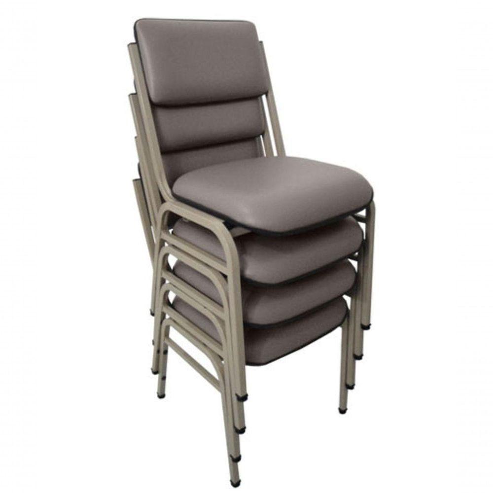 Kit Com 4 Cadeiras Para Auditórios Linha Hotel Smart Cinza. - 1