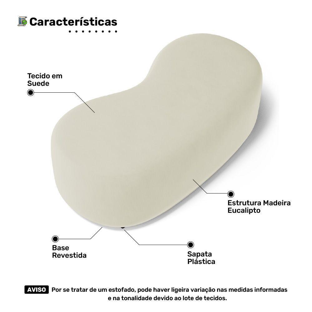 Kit 02 Puffs Decorativos Living Aisha Orgânico 02 Lugares Suede Bege Claro - Desk Design - 8