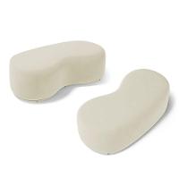 Kit 02 Puffs Decorativos Living Aisha Orgânico 02 Lugares Suede Bege Claro - Desk Design - 1