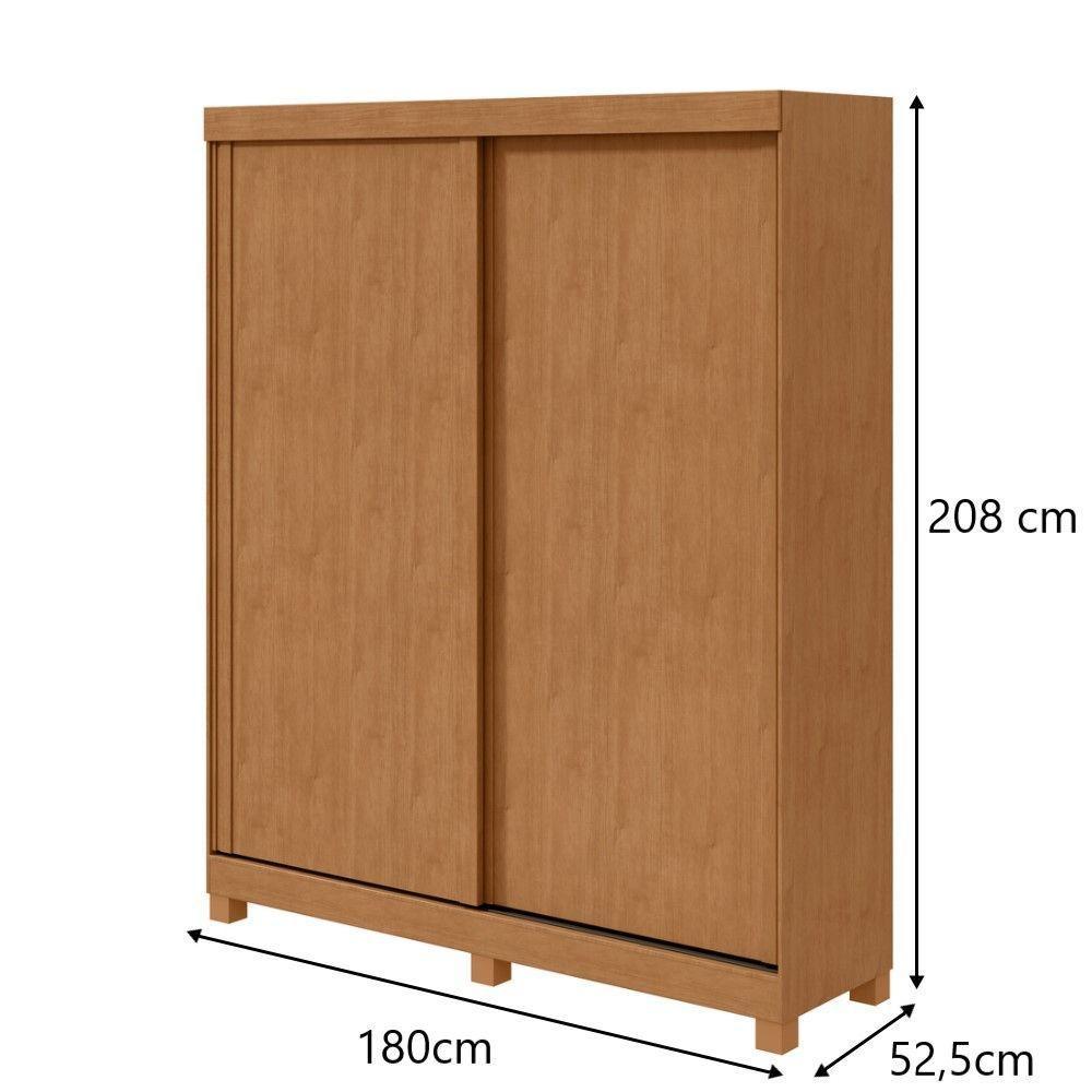 Guarda-roupas Casal 2 Portas 2 Gavetas Zeine Com Pés Com Espelho Amendoa Clean - 5