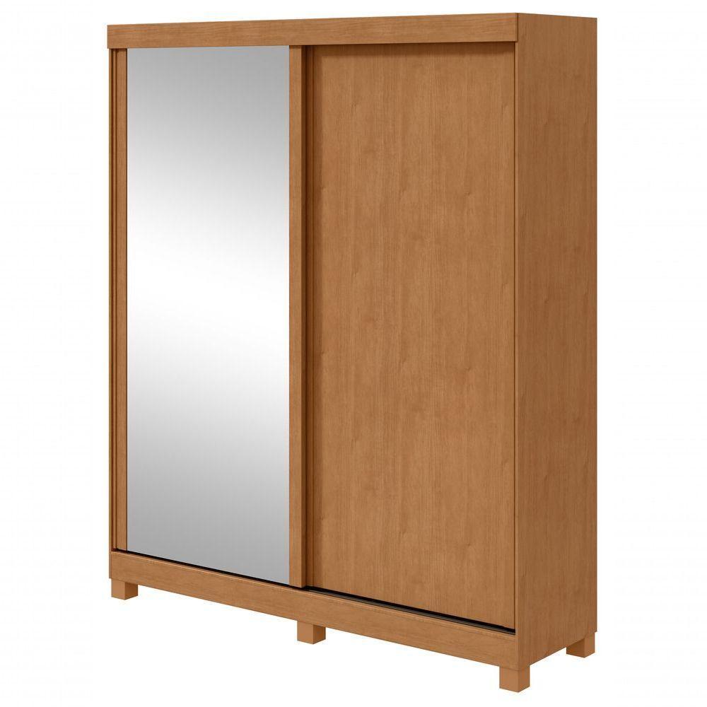 Guarda-roupas Casal 2 Portas 2 Gavetas Zeine Com Pés Com Espelho Amendoa Clean - 6