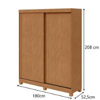 Guarda-roupas Casal 2 Portas 2 Gavetas Zeine Com Pés Com Espelho Amendoa Clean - 5