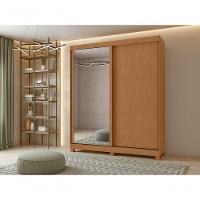 Guarda-roupas Casal 2 Portas 2 Gavetas Zeine Com Pés Com Espelho Amendoa Clean - 7