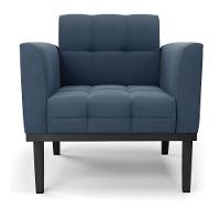 Poltrona Base De Madeira Fixa Preto Kit 2 Elisa Suede Azul Marinho D03 - D'rossi - 5