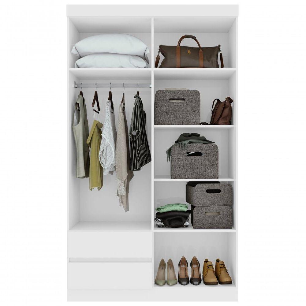 Guarda-roupas Solteiro 4 Portas 2 Gavetas Sem Espelho Com Pés Zeus - Lopas Branco - 2