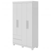 Guarda-roupas Solteiro 4 Portas 2 Gavetas Sem Espelho Com Pés Zeus - Lopas Branco - 1