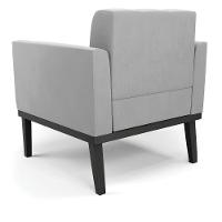 Poltrona Base De Madeira Fixa Preto Kit 2 Elisa Suede Cinza D03 - D'rossi - 3