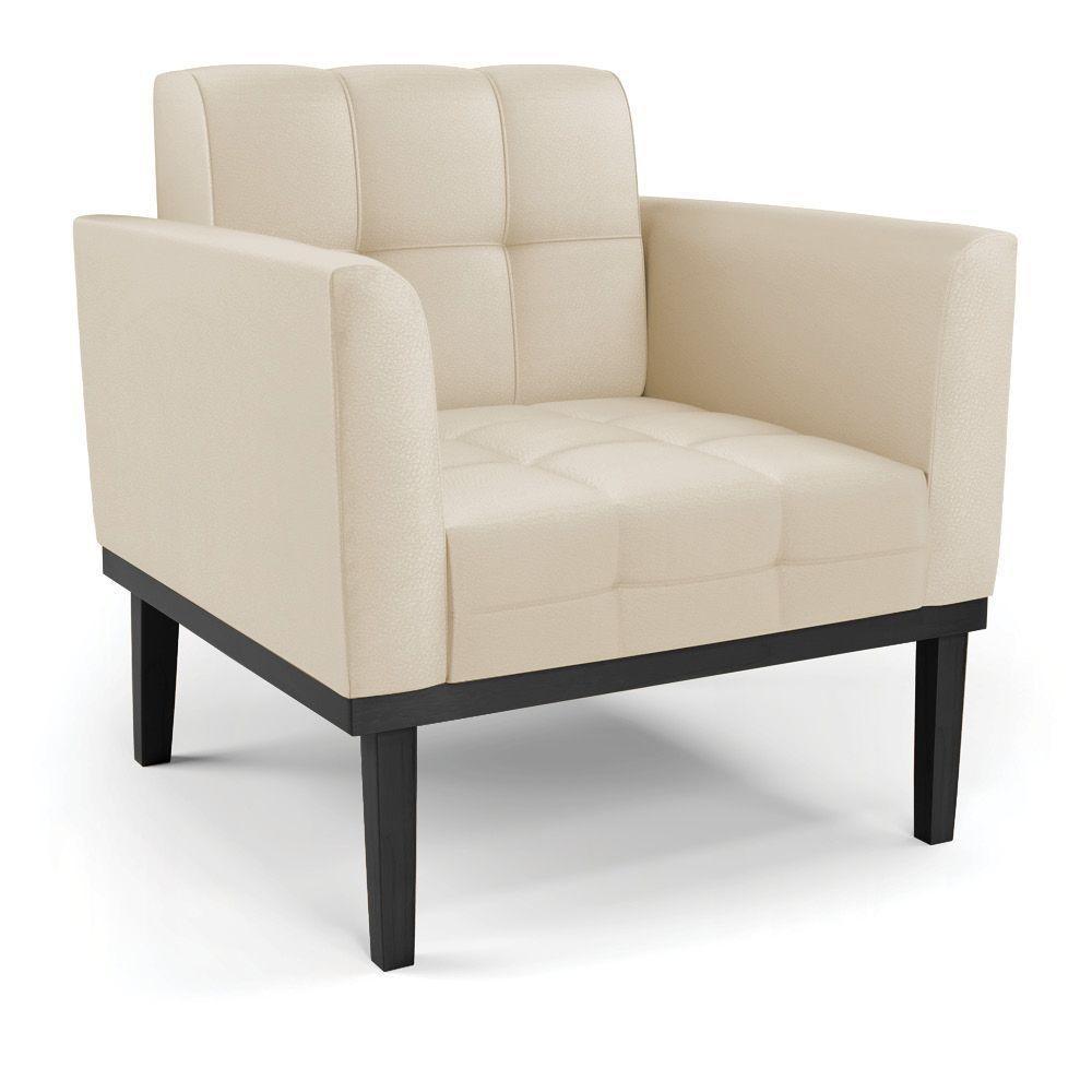 Poltrona Base De Madeira Fixa Preto Elisa Corino D03 - D'rossi Cor Bege - 1