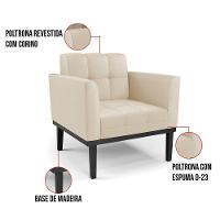 Poltrona Base De Madeira Fixa Preto Elisa Corino D03 - D'rossi Cor Bege - 3