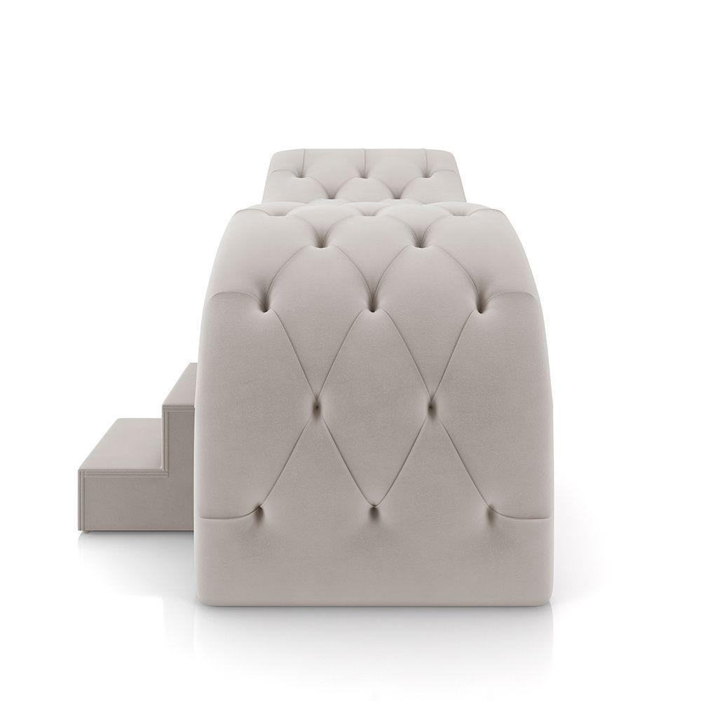 Maca De Estética Para Massagem Cílios Fixa Lash Estofada Com Escada Veludo Bege G83 - 5