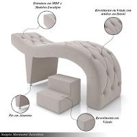 Maca De Estética Para Massagem Cílios Fixa Lash Estofada Com Escada Veludo Bege G83 - 6