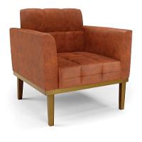 Poltrona Base De Madeira Fixa Castanho Elisa Corano Nozes D03 - D'rossi - 1