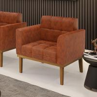 Poltrona Base De Madeira Fixa Castanho Elisa Corano Nozes D03 - D'rossi - 6