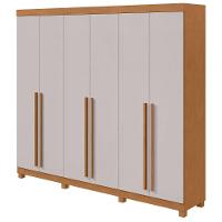 Guarda-roupas Casal Bertha 6 Portas 4 Gavetas Sem Espelho Com Pés Amendoa Clean Off White