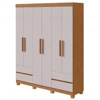 Guarda-roupas 6 Portas 4 Gavetas Com Pés Sem Espelho Zeus - Lopas Amendoa Clean/off White - 1