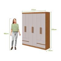 Guarda-roupas 6 Portas 4 Gavetas Com Pés Sem Espelho Zeus - Lopas Amendoa Clean/off White - 5