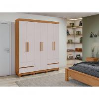 Guarda-roupas 6 Portas 4 Gavetas Com Pés Sem Espelho Zeus - Lopas Amendoa Clean/off White - 6