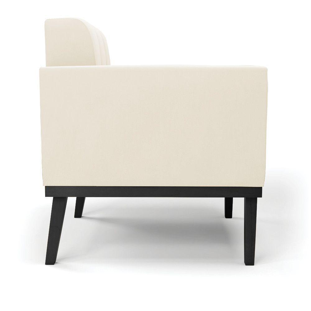 Poltrona Base De Madeira Fixa Preto Kit 2 Elisa Veludo D03 - D'rossi Cor Bege - 7