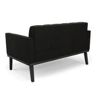 Sofá Namoradeira E Poltrona Base De Madeira Preto Elisa Suede D03 - D'rossi Cor Preto - 7