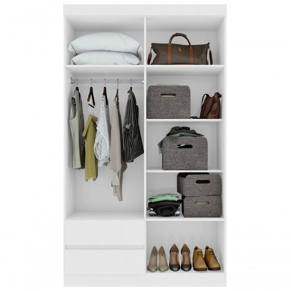 Guarda-roupas Solteiro 4 Portas 2 Gavetas Sem Espelho Com Pés Zeus Branco - 2