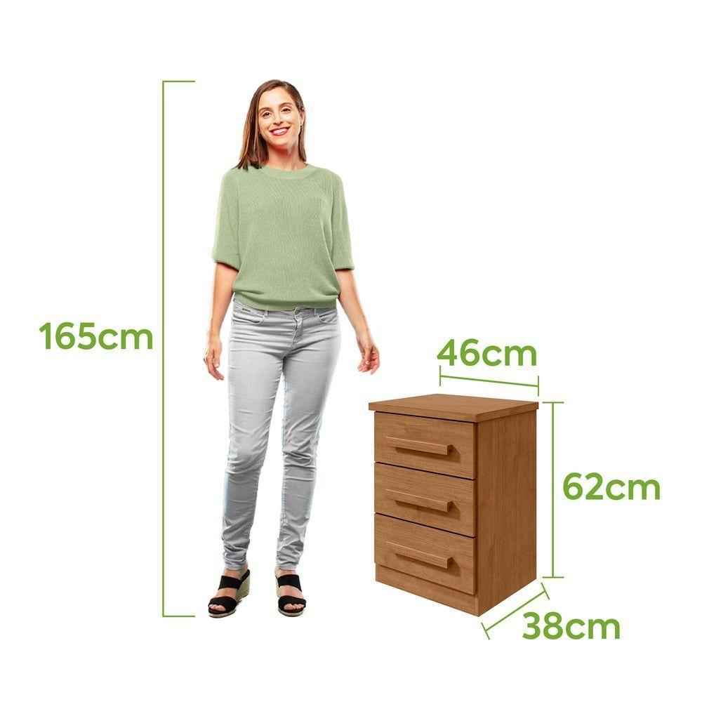 Mesa De Cabeceira 3 Gavetas Baiao Amendoa Clean - 6