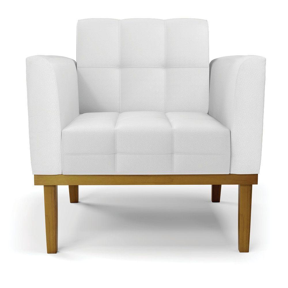 Poltrona Base De Madeira Fixa Castanho Elisa Corino Branco D03 - D'rossi - 5