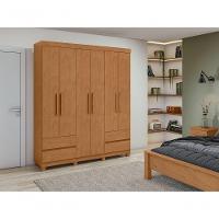 Guarda-roupas 6 Portas 4 Gavetas Com Pés Sem Espelho Zeus Amendoa Clean - 5