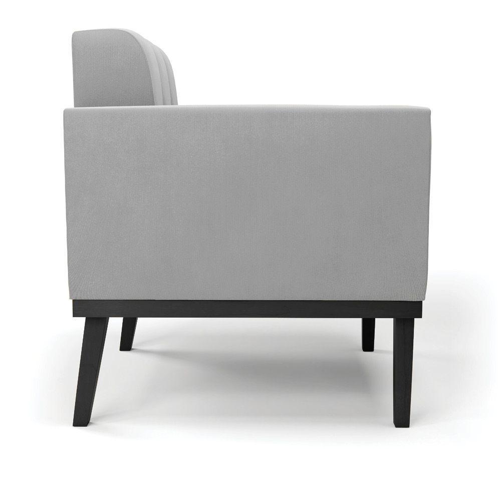 Poltrona Base De Madeira Fixa Preto Elisa Suede Cinza D03 - D'rossi - 7