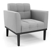 Poltrona Base De Madeira Fixa Preto Elisa Suede Cinza D03 - D'rossi - 1