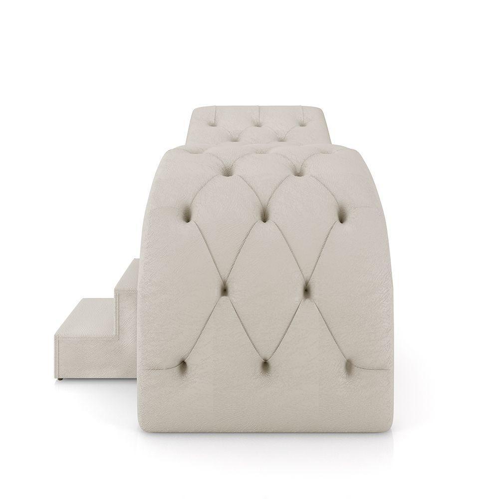 Maca De Estética Para Massagem Cílios Fixa Lash Estofada Com Escada Pu Bege G83 - 5