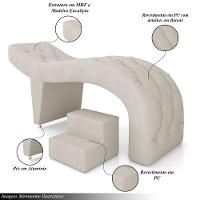 Maca De Estética Para Massagem Cílios Fixa Lash Estofada Com Escada Pu Bege G83 - 6