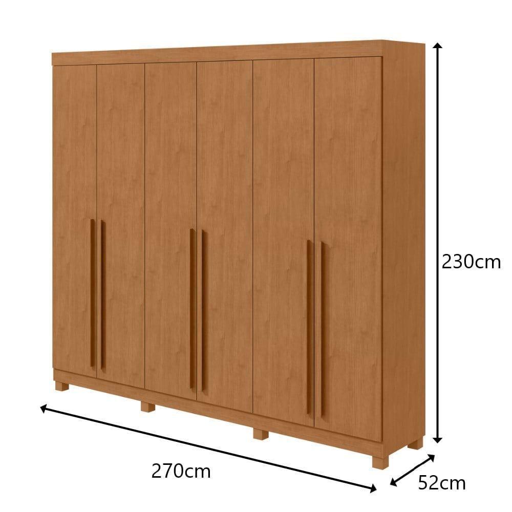 Guarda-roupas Casal Bertha 6 Portas 6 Gavetas Sem Espelho Com Pés Amendoa Clean - 6