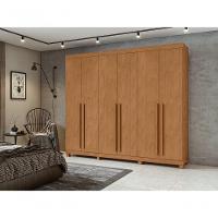 Guarda-roupas Casal Bertha 6 Portas 6 Gavetas Sem Espelho Com Pés Amendoa Clean