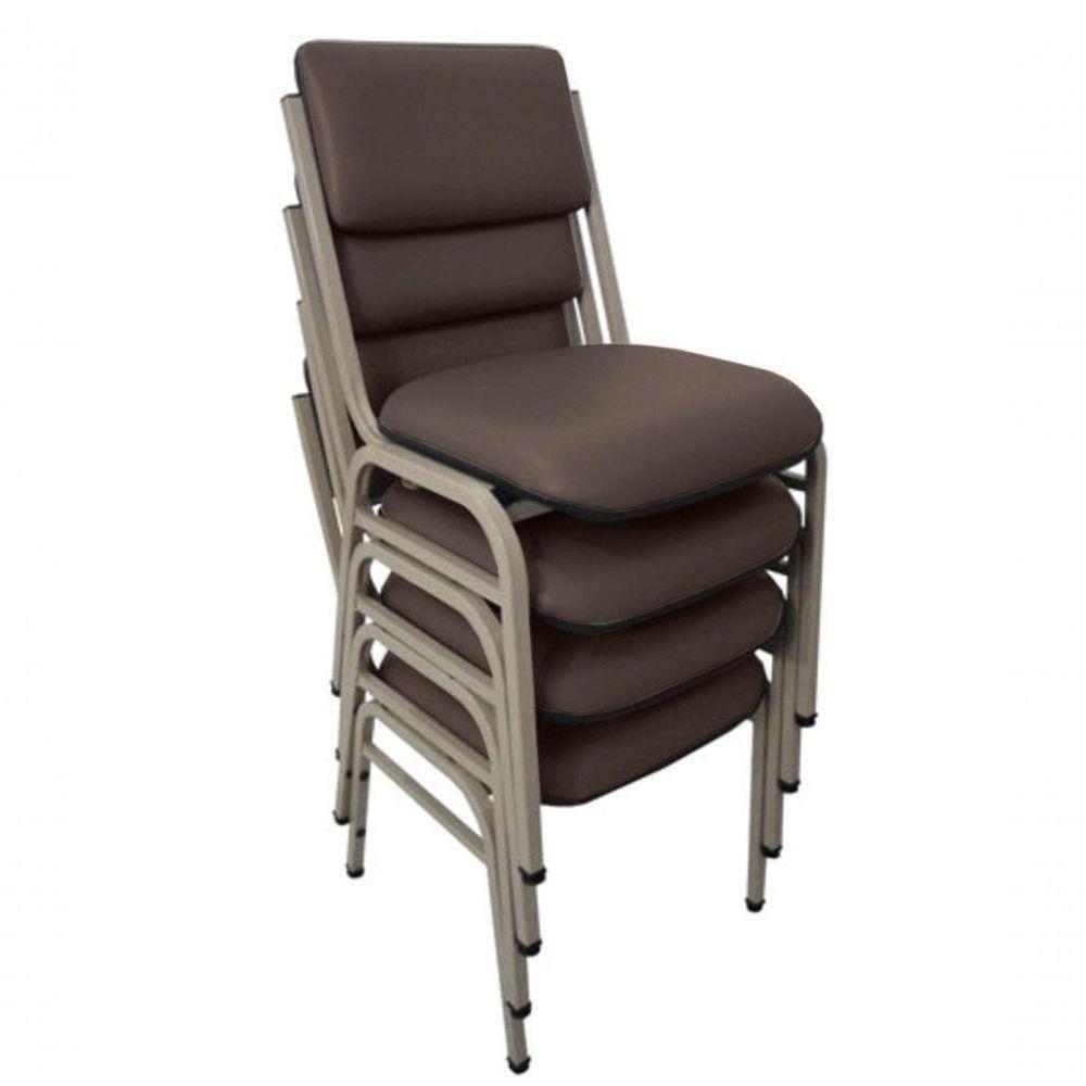 Kit Com 4 Cadeiras Para Auditórios Linha Hotel Smart Marrom. - 1