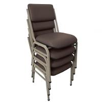 Kit Com 4 Cadeiras Para Auditórios Linha Hotel Smart Marrom. - 1