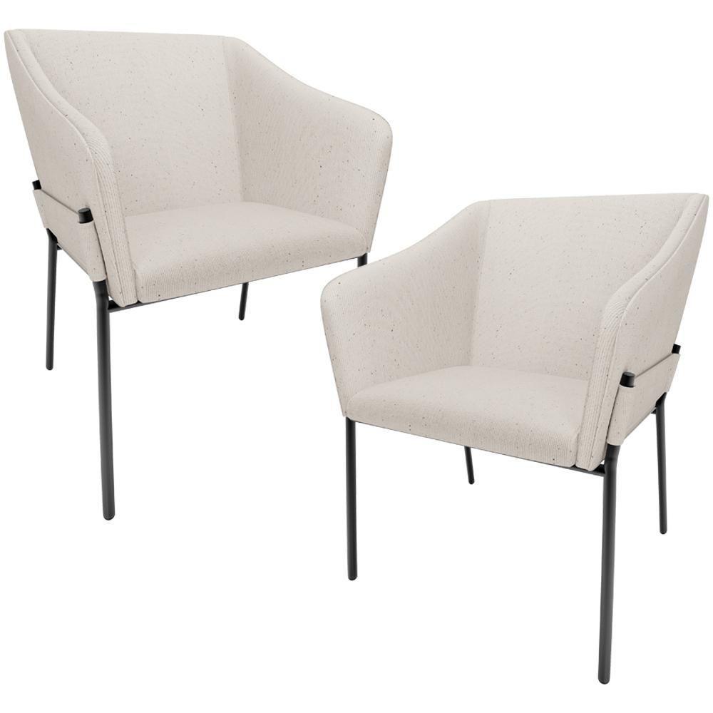 Kit 2 Cadeiras Para Sala De Jantar Estar Living Olívia L02 Linho Cru - Lyam Decor - 1