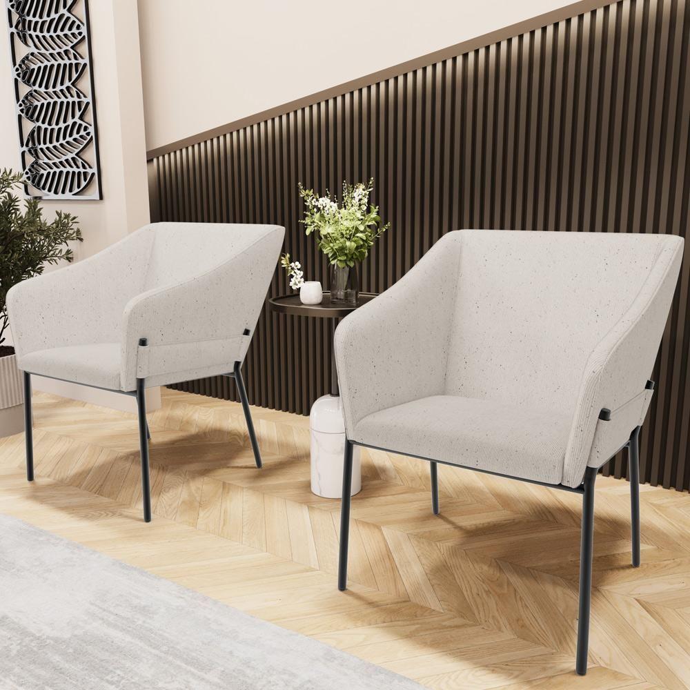 Kit 2 Cadeiras Para Sala De Jantar Estar Living Olívia L02 Linho Cru - Lyam Decor - 6