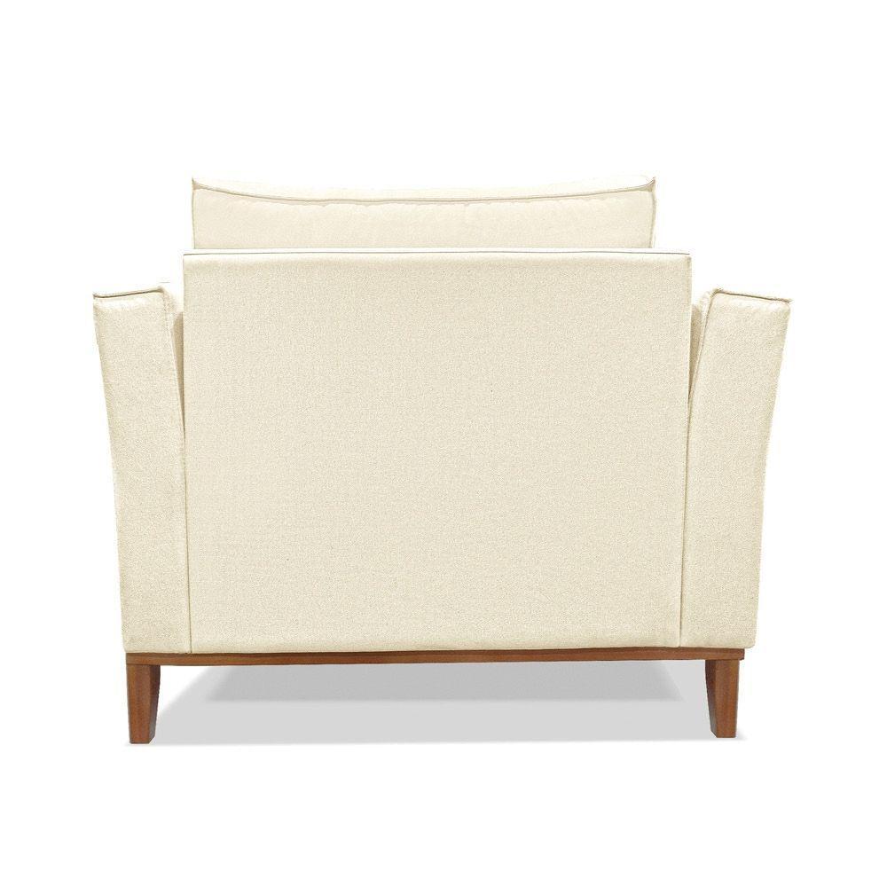 Poltrona Base De Madeira Sala De Estar Grace Linho S04 - D'rossi Cor Perola - 5